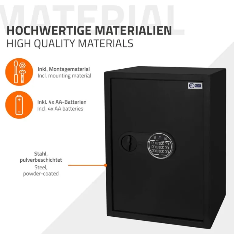 Safe Tresor 43L aus Stahl mit Elektronikschloss, Notschlüsseln und feuerfester Tasche