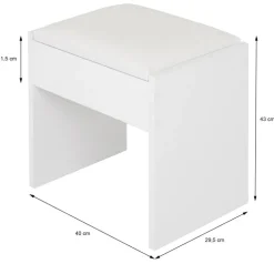 Schminktisch Frisiertisch 108x40x140 cm in Weiß mit Spiegel, LED Beleuchtung, Schublade & Hocker ML-Design