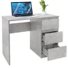 Schreibtisch mit drei Schubladen 90x76x50 cm Grau aus Holz ML-Design