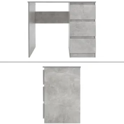 Schreibtisch mit drei Schubladen 90x76x50 cm Grau aus Holz ML-Design