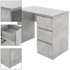 Schreibtisch mit drei Schubladen 90x76x50 cm Grau aus Holz ML-Design