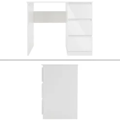 Schreibtisch mit drei Schubladen 90x76x50 cm Weiß aus Pressspan ML-Design