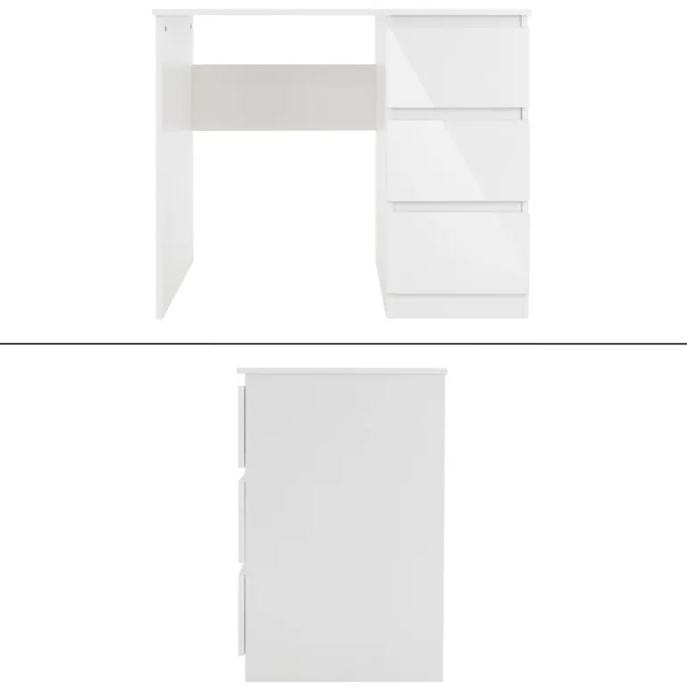 Schreibtisch mit drei Schubladen 90x76x50 cm Weiß aus Pressspan ML-Design