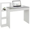 Schreibtisch mit Regal 110x72x40 cm Weiß/Beton-Optik aus Holz ML-Design