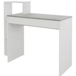 Schreibtisch mit Regal 110x72x40 cm Weiß/Beton-Optik aus Holz ML-Design