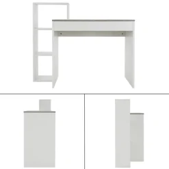 Schreibtisch mit Regal 110x72x40 cm Weiß/Beton-Optik aus Holz ML-Design