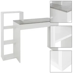 Schreibtisch mit Regal 110x72x40 cm Weiß/Beton-Optik aus Holz ML-Design