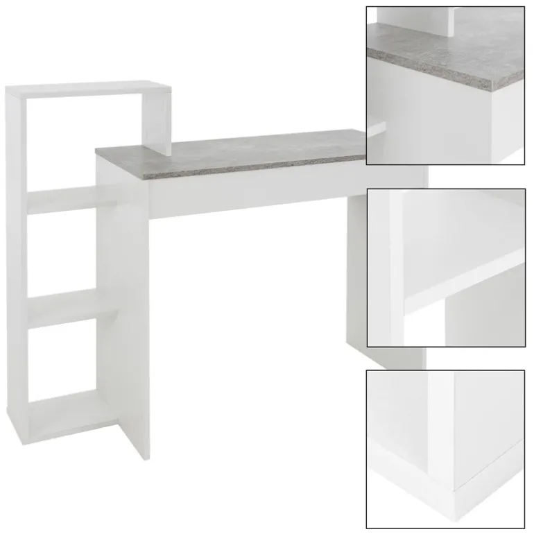 Schreibtisch mit Regal 110x72x40 cm Weiß/Beton-Optik aus Holz ML-Design