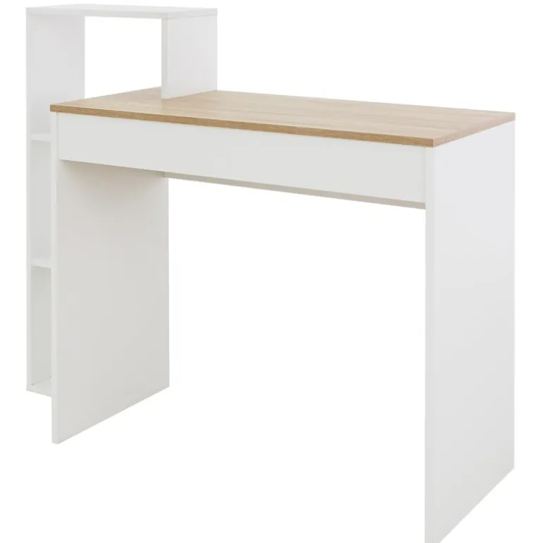 Schreibtisch mit Regal 110x72x40 cm Weiß/Sonoma-Eiche aus Holz ML-Design