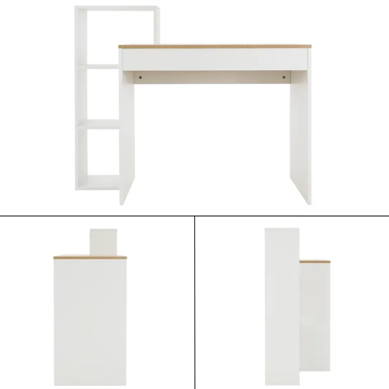 Schreibtisch mit Regal 110x72x40 cm Weiß/Sonoma-Eiche aus Holz ML-Design