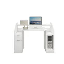 Schreibtisch mit Schublade 123x90 cm Weiß aus MDF ML-Design