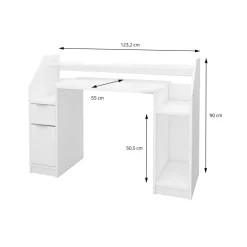 Schreibtisch mit Schublade 123x90 cm Weiß aus MDF ML-Design