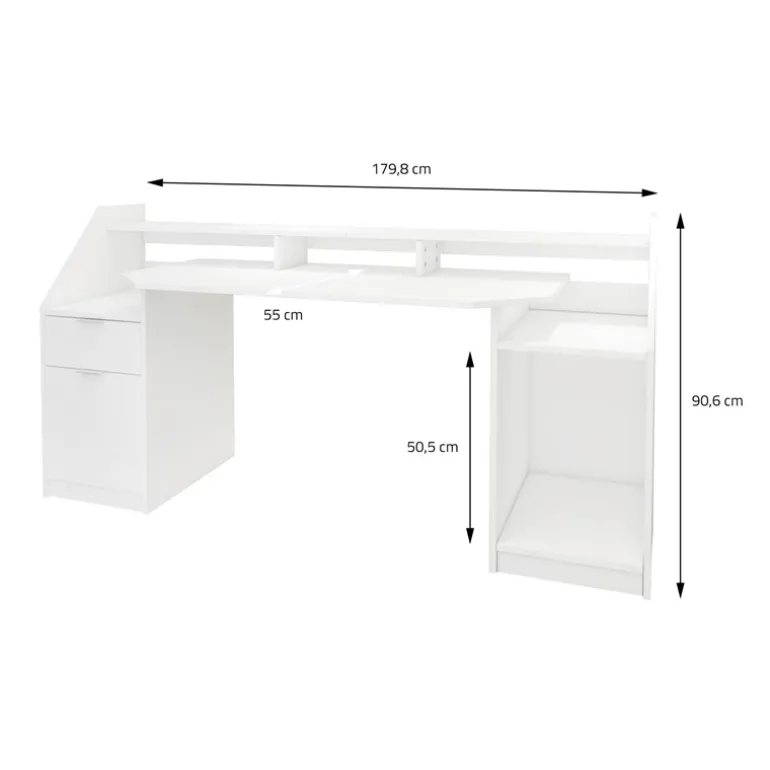 Schreibtisch mit Schublade 180x90 cm Weiß aus MDF ML-Design