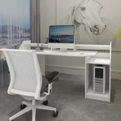Schreibtisch mit Schublade 180x90 cm Weiß aus MDF ML-Design