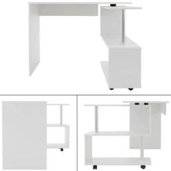 Schreibtisch mit vier Rädern 150x88x75 cm Weiß aus MDF ML-Design