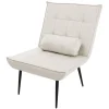 Sessel Mid Century aus Kunstleder Modern Creme Polstersessel mit Lendenkissen Relaxsessel ML-Design