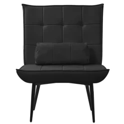 Sessel Mid Century aus Kunstleder Modern Schwarz Polstersessel mit Lendenkissen Relaxsessel ML-Design