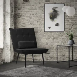Sessel Mid Century aus Kunstleder Modern Schwarz Polstersessel mit Lendenkissen Relaxsessel ML-Design