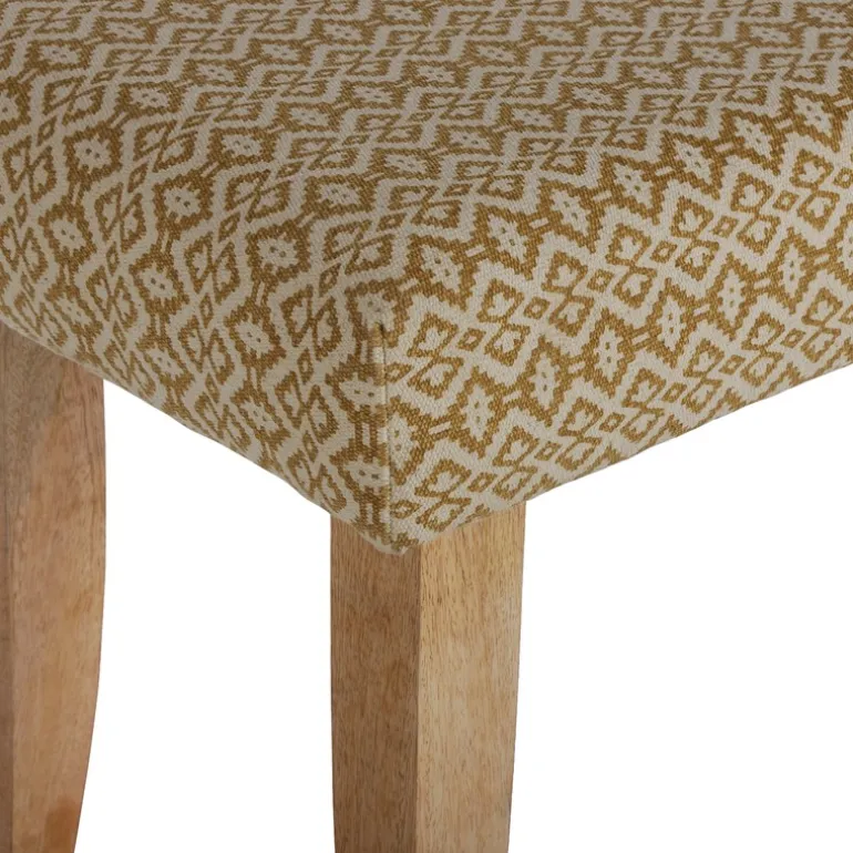 Sitzbank 120x48x40 cm Weiß/Gold Stoffbezug mit Holzbeine WOMO-Design