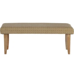Sitzbank 120x48x40 cm Weiß/Gold Stoffbezug mit Holzbeine WOMO-Design
