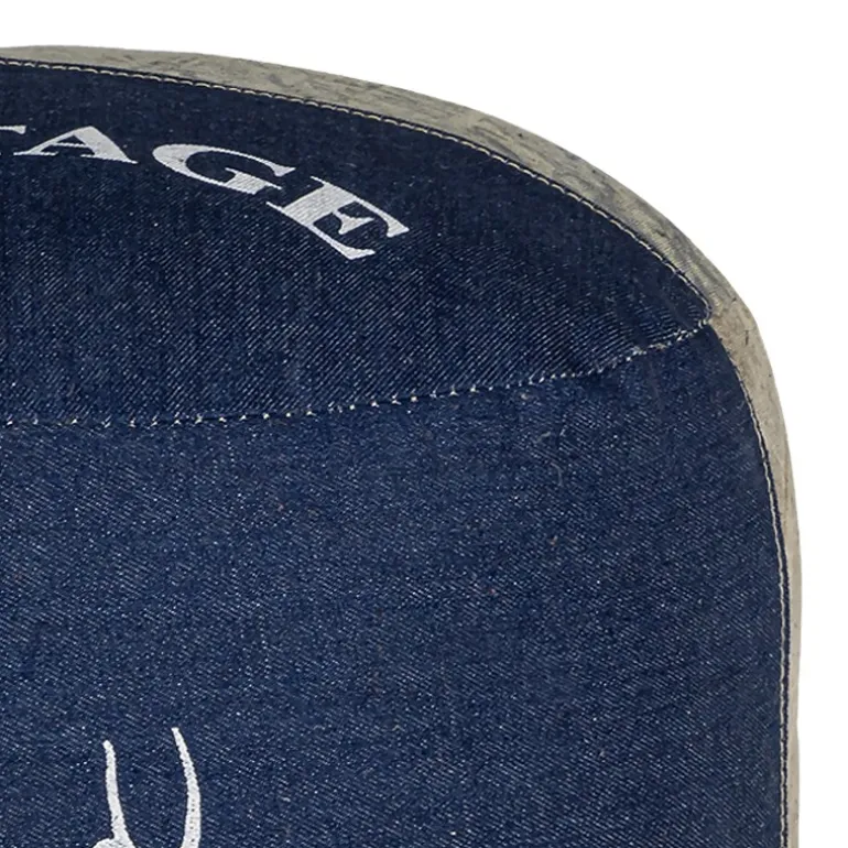 Sitzhocker rund Ø 35x43 cm Blau aus Segeltuch/Jeans mit Baumwolle Füllung WOMO-Design