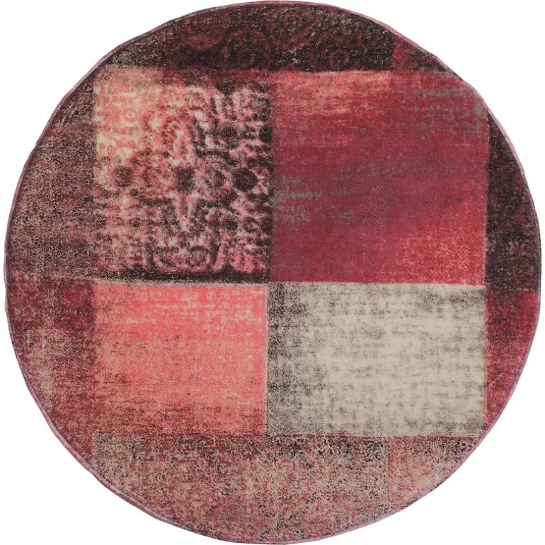 Sitzhocker 38x36 cm Rot aus Stoffbezug mit Holzbeine WOMO-Design