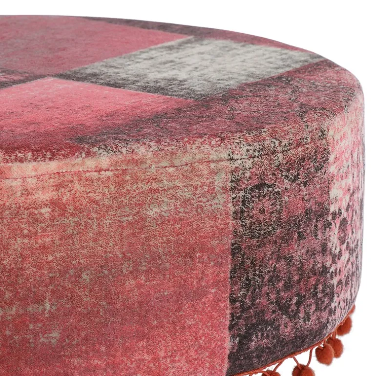 Sitzhocker 38x36 cm Rot aus Stoffbezug mit Holzbeine WOMO-Design