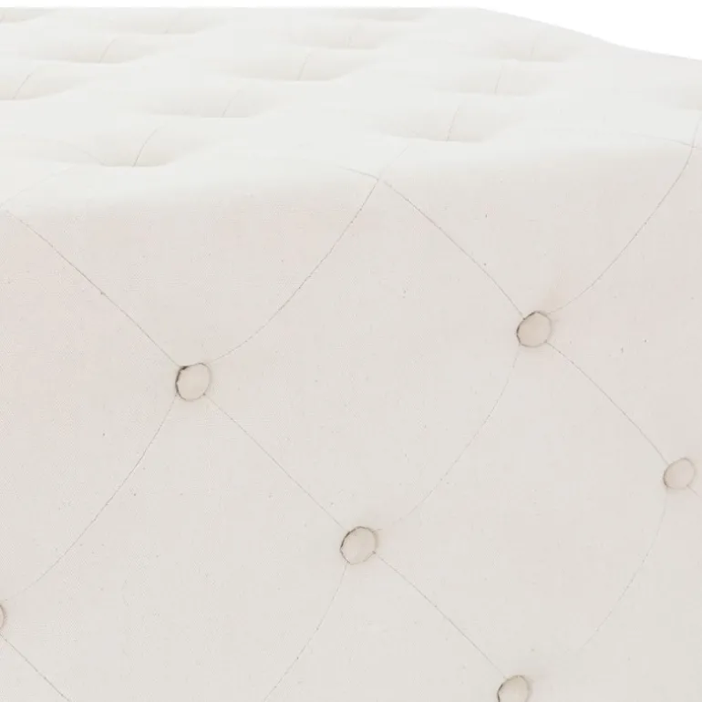 Sitzhocker XXL 90x45x90 cm Creme aus Leinen mit Metallfüße WOMO-Design