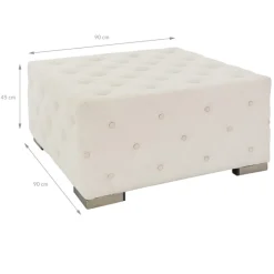 Sitzhocker XXL 90x45x90 cm Creme aus Leinen mit Metallfüße WOMO-Design
