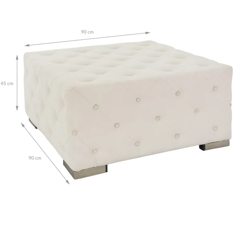 Sitzhocker XXL 90x45x90 cm Creme aus Leinen mit Metallfüße WOMO-Design