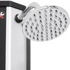 Solardusche 35L mit Fußdusche und Regenduschkopf Silber/Schwarz aus PVC verchromt