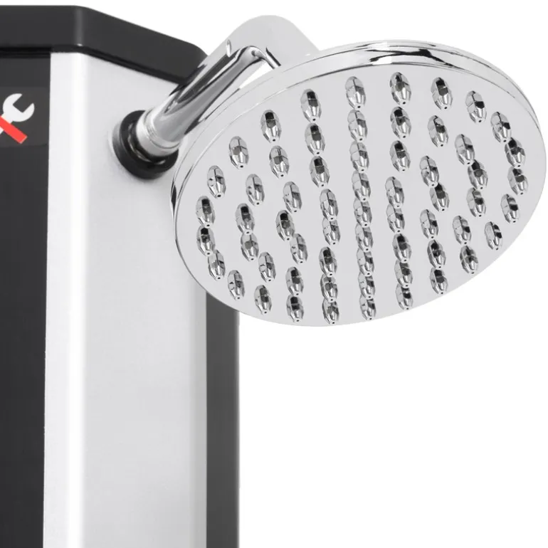 Solardusche 35L mit Fußdusche und Regenduschkopf Silber/Schwarz aus PVC verchromt