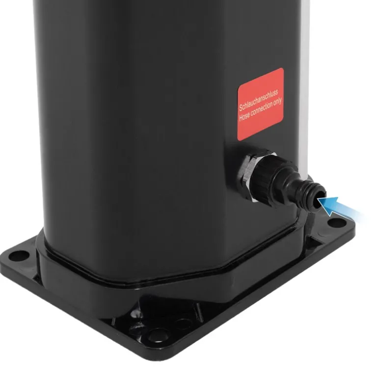 Solardusche 35L mit Fußdusche und Regenduschkopf Silber/Schwarz aus PVC verchromt