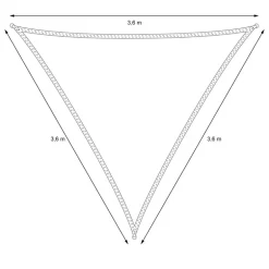 Sonnensegel dreieck 3,6x3,6x3,6 m Anthrazit 100% HDPE mit UV Schutz inkl. Befestigungsseile