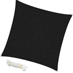 Sonnensegel quadrat 3,6x3,6 m Anthrazit 100% HDPE mit UV Schutz inkl. Befestigungsseile