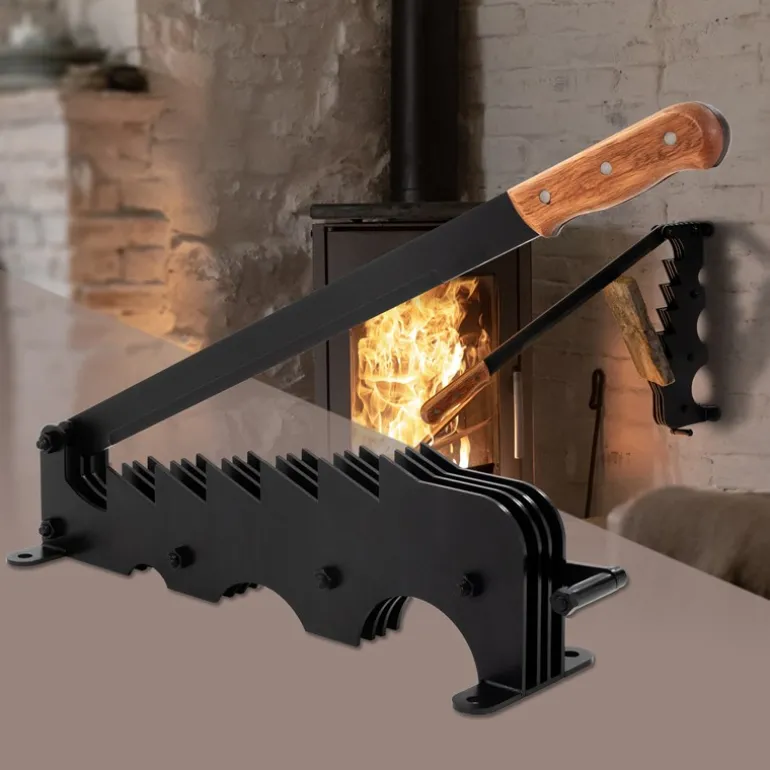 Spanmesser Handholzspalter mit Holzgriff schwarz inkl. Montagematerial manueller Holzspalter