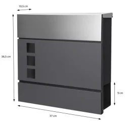 Standbriefkasten mit Zeitungsfach 37 cm Anthrazit inkl. Ständer 120 cm hoch Silber Briefkasten freistehend