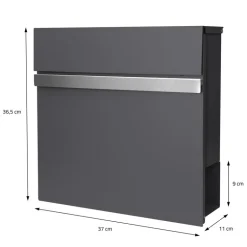 Standbriefkasten mit Zeitungsfach 37 cm Anthrazit inkl. Ständer 120 cm hoch Silber Briefkasten freistehend