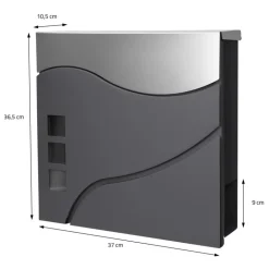 Standbriefkasten mit Zeitungsfach 37 cm Anthrazit/Silber inkl. Ständer 120 cm hoch Silber Briefkasten freistehend