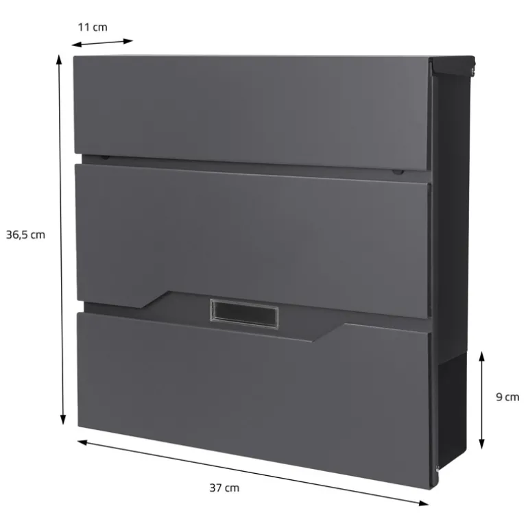 Standbriefkasten mit Zeitungsfach 37x11x36,5 cm Anthrazit aus Edelstahl ML-Design