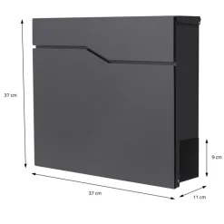 Standbriefkasten mit Zeitungsfach 37x37x11 cm Anthrazit aus Edelstahl ML-Design