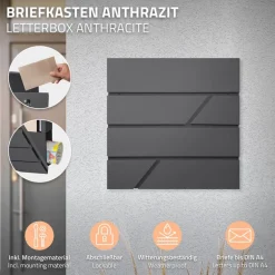 Standbriefkasten mit Zeitungsfach 37x37x11 cm Anthrazit inkl. Ständer H:120 cm ML-Design