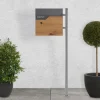 Standbriefkasten mit Zeitungsfach 37x37x11 cm Anthrazit/Holzoptik aus Edelstahl ML-Design