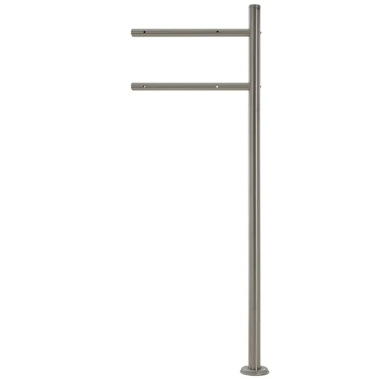 Standbriefkasten mit Zeitungsfach 37x37x11 cm Anthrazit/Holzoptik aus Stahl ML-Design, Modernes Horizontales Design Standhöhe 120cm Silber