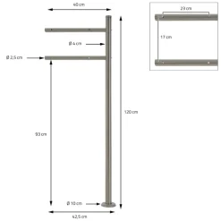 Standbriefkasten mit Zeitungsfach 37x37x11 cm Anthrazit/Holzoptik aus Stahl ML-Design, Modernes Horizontales Design Standhöhe 120cm Silber