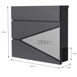 Standbriefkasten mit Zeitungsfach 37x37x11 cm Anthrazit/Silber aus Edelstahl ML-Design