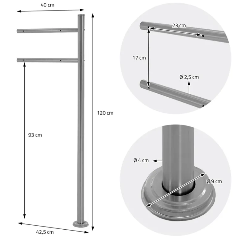 Standbriefkasten mit Zeitungsfach 37x37x11 cm Anthrazit/Silber aus Edelstahl ML-Design