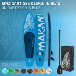 Stand Up Paddle aufblasbares SUP Board Makani 320x80x15 cm in Blau aus PVC inkl. Pumpe und Tragetasche