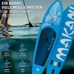 Stand Up Paddle aufblasbares SUP Board Makani 320x80x15 cm in Blau aus PVC inkl. Pumpe und Tragetasche
