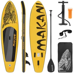 Stand Up Paddle aufblasbares SUP Board Makani 320x80x15 cm in Gelb aus PVC inkl. Pumpe und Tragetasche
